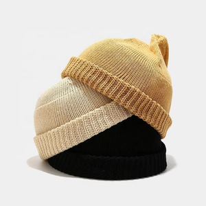 Gran oferta, gorro de moda a la moda, gorros de lana de punto de Color sólido, transpirable de gorro Jacquard, logotipo personalizado - Product Image 4