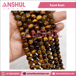 Exportador Indio de Gemas Naturales de Ojo de Tigre AAA para Joyería, Cuentas Sueltas Redondas de 10 mm, Precio de Mercado Confiable - Product Image 3