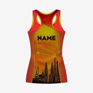 2024 การออกแบบใหม่ที่กําหนดเองขายส่งซอฟท์บอลระเหิดเสื้อ racerback โพลีเอสเตอร์เสื้อกล้าม racerback ระบายอากาศระเหิด - Product Image 4