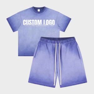 Ensemble t-shirt et short surdimensionné délavé à l'acide personnalisé tenue décontractée vintage logo personnalisé vente en gros de vêtements de rue d'été vêtements - Product Image 3