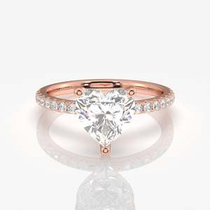 Heart Cut Moissanite Diamond <b>Set</b> in <b>Sterling</b> <b>Silver</b> <b>Ring</b> Pave Design - Product Image 6