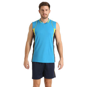 Conjunto de uniforme de entrenamiento de voleibol de secado rápido unisex, vestido de partido hecho a medida para hombre con mangas y pantalones cortos estampados - Product Image 1