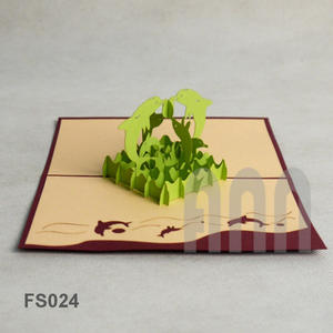 การ์ดกระดาษรูปสัตว์3D ใหม่การ์ดอวยพรปลาโลมาป๊อปอัพสำหรับวันวาเลนไทน์และวันเกิดของที่ระลึกพิมพ์ลาย - Product Image 1