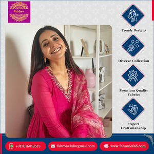 Diseño elegante, ropa de fiesta de la mejor calidad, conjunto de Chanderi Kurti Pent Palazzo puro y trabajo bordado, Organza Dupatta con encaje - Product Image 4