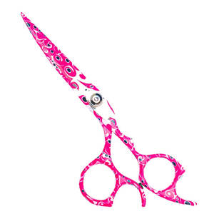 Tijeras profesionales de peluquero de acero inoxidable, tijeras de corte de pelo con estampado Rosa elegante con borde afilado - Product Image 1