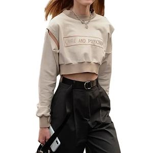 เสื้อสเวตเชิ้ตโลโก้แบบกำหนดเองสำหรับผู้หญิง สวมใส่สบายทรงหลวม เหมาะสำหรับออกกำลังกาย โยคะ วิ่ง และฟิตเนส เสื้อครอปสเวตเชิ้ต - Product Image 2