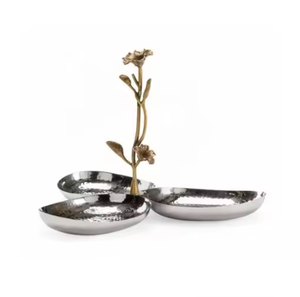 Cuenco para servir frutas de Metal hecho a mano con estilo antiguo, Base de rama de flor de pie sostenible, vajilla atractiva para servir dulces - Product Image 2