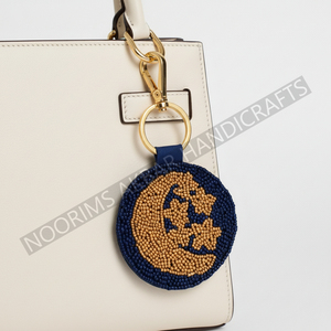 Handmade beaded name key holder suited for <b>gift</b> <b>hamper</b> makers needing colorful embroidered accents - Product Image 5