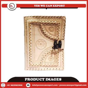 Último diseño A4 tamaño antiguo Vintage en relieve diario grande de cuero genuino encuadernación en espiral precio bajo venta papeles en blanco - Product Image 3