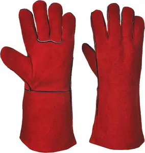 Hoogwaardige Lederen Werkhandschoenen Industriële Veiligheid Lederen Handschoenen Voor Argon Lassen Met Katoenen Voering Handschoenen