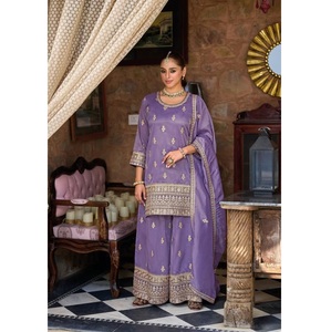 Indian & Pakistani Women's Designer Kurta / <b>Kurti</b> with Heavy Embroidered Work Simar Material for Wedding Wear - Product Image 1