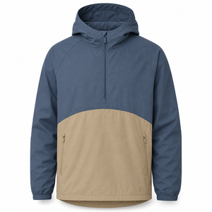 Custom Men's Quarter Zip Windbreaker Jacket Waterproof Eco-Friendly Streetwear Hooded OEM ODM Private Label Manufacturer - Product Image 1