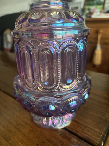 (ST) Lámpara de hadas con diseño de luna y estrellas de L.E. Smith, amatista, vintage, rara - Product Image 2