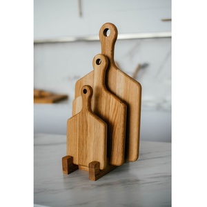 Tablas de cortar de madera de mango de Acacia con patrón redondo de estilo ecológico de alta calidad, tabla de cortar de forma ovalada con asa para uso en la cocina - Product Image 3