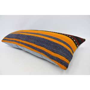 Traditional 16x36 Inch <b>Orange</b> Striped Wool Eco Friendly Non-Slip Removable Washable <b>Pillow</b> Comfortable Warm Hand Woven Bedding - Product Image 5