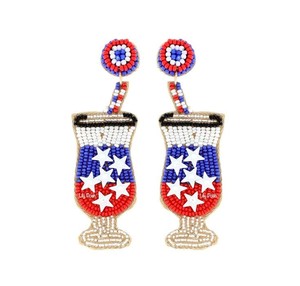 Mỹ hạt giống đính cườm kỳ nghỉ Sao Bông tai Đỏ trắng xanh vàng Mỹ cờ thêu hạt giống đính cườm Bông tai trang sức etsy - Product Image 5