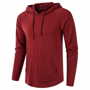 Sweat-shirt à capuche pour homme, rouge foncé, classique, décontracté, en polaire, avec poche kangourou - Product Image 3