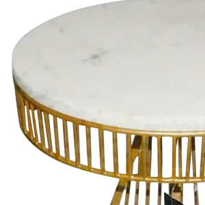 Medieval Edge Modern Side <b>Table</b> 15 X 15 X 18 White & <b>Gold</b> Marble and Iron Largest Manufacture Company for Home Office - Product Image 3