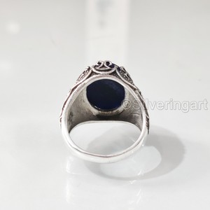 Anillo de Piedra Natural para Hombre, Piedra Preciosa de Sodalita Azul, Todos los Tamaños, Joyería Árabe para Boda, Anillo de Plata de Ley 925 - Product Image 6