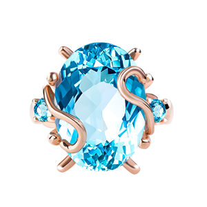 Bague beGems Luxury Pure Soul avec topaze en or rose italien 14K 18K, bijoux pour femmes très vendus - Product Image 5