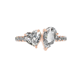 Plata de Ley 925 Toi Et Moi dos piedras VVS D Moissanite Corazón y corte de pera anillo de compromiso de boda chapado en rodio para mujeres - Product Image 3