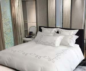 Juegos de Cama de Satén de Algodón Personalizados al por Mayor, Funda de Edredón Geométrica Gris Bordada, Fundas de Almohada, Aptos para Hogar, Hotel, Bodas - Product Image 1