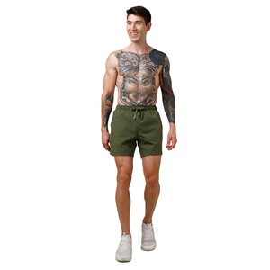 Shorts de sport vert personnalisés pour hommes, taille à cordon de serrage, entraînement athlétique, musculation, décontracté, coupe ajustée, confortable, bas d'été - Product Image 1