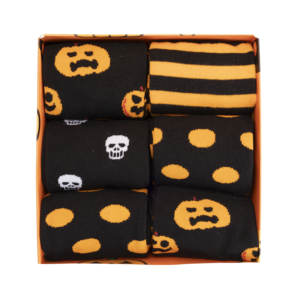 Calzini da uomo in cotone caldo con design di Halloween, 6 paia in confezione regalo, taglia unica, stile quotidiano con logo sul fondo in spandex e poliestere. - Product Image 2
