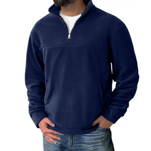 Sweat-shirt à capuche sport pour homme, collection automne-hiver, grande taille, décontracté, pull-over, demi-zip, motif à pois, col rond, en polaire tricotée - Product Image 3
