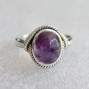 Bague pour femme en argent 925 faite à la main avec améthyste ovale et pierres précieuses bijoux fins pour mariage ou usage quotidien pour elle - Product Image 4