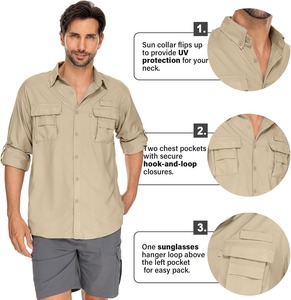 Custom Sublimation Printed Logo Sun Protection Anti UV UPF 50 Quick Dry 100% Polyester Long Sleeve Button-Up Fishing Shirt Men - Product Image 4