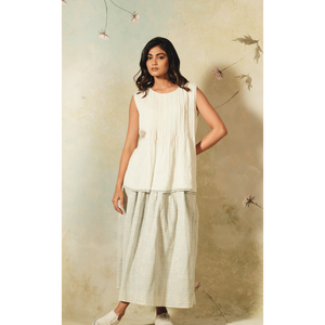 ASPARA <b>TOP</b>-Handwoven <b>Linen</b> Ivory Swimsuit Cover-Up - Product Image 3