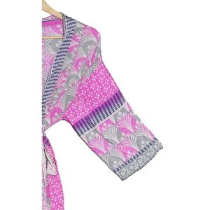 Kimono de seda Sari de retazos florales Vintage para mujer, vestido de noche de seda reciclada para la vida diaria para primavera y otoño, natación térmica - Product Image 5