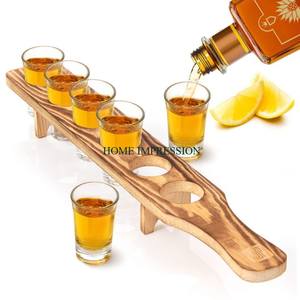 Soporte de vino de madera de calidad superior con diseño navideño festivo Acepta el soporte de vino y vidrio de madera natural personalizado - Product Image 2