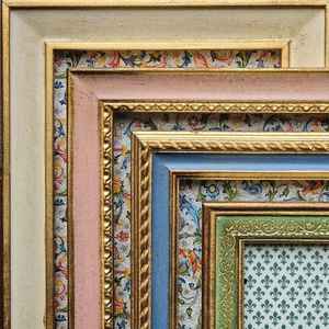 Marco DE FOTOS ligero ecológico tallado a mano cuadrado de madera diseño rústico azul único arte de pared - Product Image 3