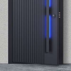 Lumière LED pour l'extérieur Sécurité Design moderne <span class=keywords><strong>Entrée</strong></span> avant personnalisée en acier métallique <span class=keywords><strong>Porte</strong></span> <span class=keywords><strong>d</strong></span>'<span class=keywords><strong>entrée</strong></span> de sécurité antivol à double battant - Product Image 2