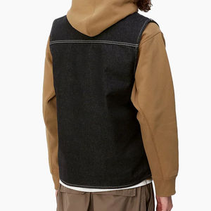 Gilet d'extérieur en denim à grandes poches pour hommes, surdimensionné et lourd, veste de travail sans manches noire et bleue, gilet de rue décontracté, unisexe, nouveau design - Product Image 5