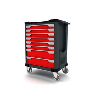 8 <b>Drawer</b> <b>Tool</b> Cabinet Rolling Cart Red Black Industrial Style 4 Wheels Storage Workshop Trolley - Product Image 5