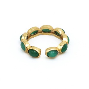 Bague ovale réglable en plaqué or émeraude à la demande bijoux élégants en pierres précieuses vertes pour femmes d'Inde - Product Image 4