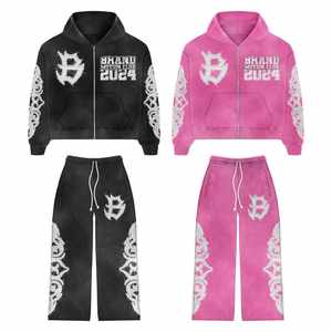 ชุดวอร์มมีซิปขนาดใหญ่พิเศษใส่ได้ทั้งชายและหญิงแฟชั่นงานปักลายด้วยความทุกข์ยากชุดวอร์มแฟชั่นสำหรับฤดูหนาวผลิต - Product Image 1