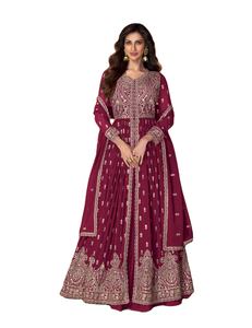 Dernière Designer Faux Georgette Broderie Séquence Travail Sharara Costume Par Fab Zone - Product Image 1