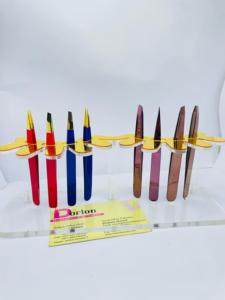 Pince à sourcils Dorlon en acier inoxydable revêtue de couleur or rose pour épiler les poils incarnés certifiés CE ISO - Product Image 5