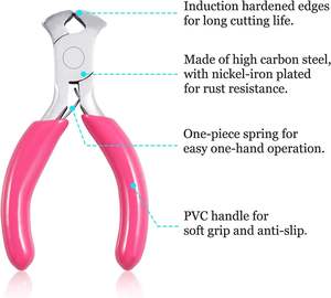 Mini pince coupante de 3 pouces avec poignée en PVC rose pour bijoux en perles. - Product Image 2