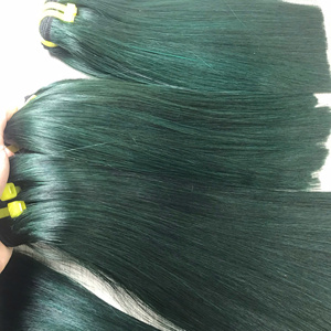 Lot de cheveux humains vietnamiens 100g avec closure, vert, lisses comme de la soie - Product Image 6