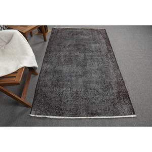Alfombra de lana sólida negra moderna Área grande 3,8 'X 6,9 'Diseño de retazos rectangulares para entrada Cabecera o pasillo Respaldo de látex - Product Image 1