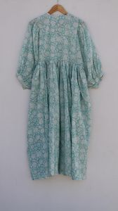 Vestido MIDI informal con estampado de bloques florales, cuello profundo con cuerda, minivestido de silueta holgada, cintura Natural para verano - Product Image 5