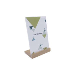 Hot Sales 4R <b>Acrylic</b> Sign Holder with Wooden Base Double-Sided Frame for Office <b>Display</b> <b>Stand</b> for Stores and Weddings - Product Image 1
