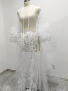 Bata Larga de Tul Blanco Transparente para Novia, Sesión de Fotos de Maternidad, Regalos para Futura Esposa - Product Image 6