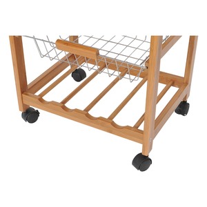 KIBamboo KIB007 Modern Design <b>Oak</b> Mobile Kitchen Shelf with Wheels Measures 37x50x78cm - Product Image 2