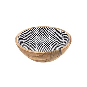 Tazón de madera tallada de diseño personalizado para servir postres de frutas y ensaladas, platos de forma redondeada sostenible, tazón de servidor - Product Image 3
